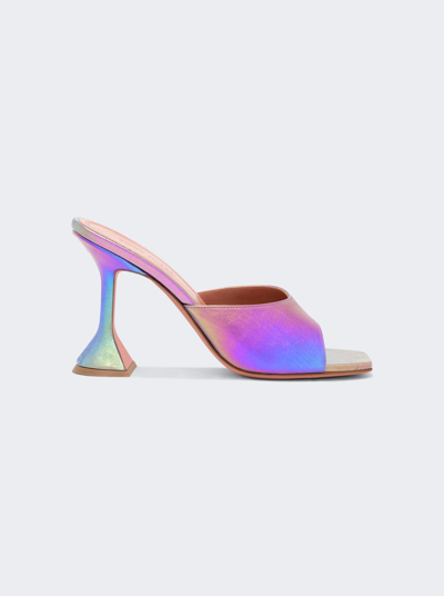 Amina Muaddi Lupita Metallic Nappa Slipper Sandals In Unicorn