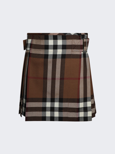 BURBERRY CHECK WOOL PLEATED SKIRT