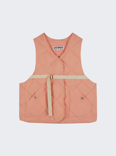 Ouest Paris Padded Quilted Vest In Orange