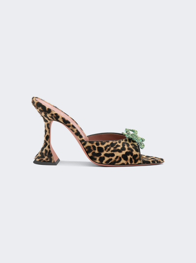 Amina Muaddi Pony Rosie Pumps 95 In Leopard With Peridot Crystal Bow