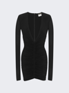 SAINT LAURENT LONG SLEEVE MINI DRESS BLACK