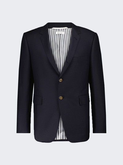 Thom Browne Wool Pique Single Vent Sport Coat In Navy