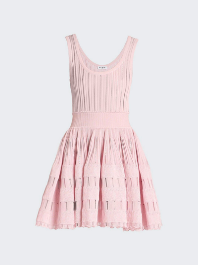 Alaïa Short Dress In Shiny Pink Crinoline In Rose