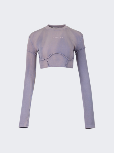Off-white Organic Laundry Crop Long-sleeve Top In Lilac