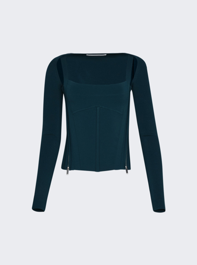 Dion Lee Moto Zip Corset In Petrol