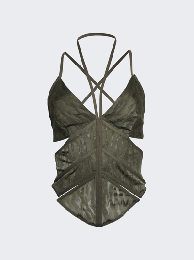 Dion Lee Green Camo Corset In Military Green