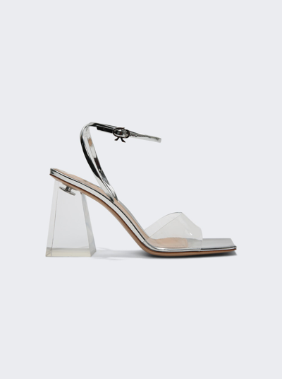 Gianvito Rossi Transparent Cosmic Block Heel Silver-strap Sandals