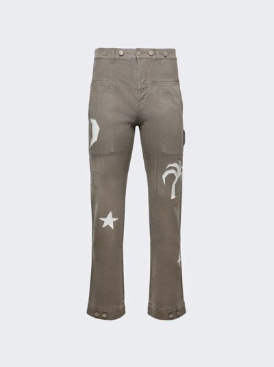 Palm Angels Night Sky Cargo Pants Military Green In Gray