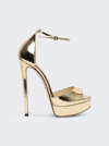 Jimmy Choo Ankle Strap Platform Sandals In Bronze Satin In Gold