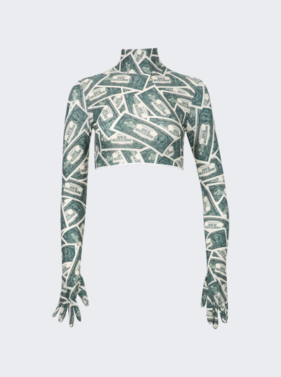 Vetements Green & White Million Dollar Turtleneck In Million Dollar (white)