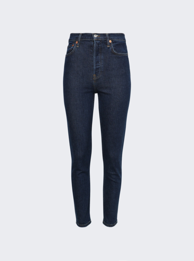 Re/done 90s High Rise Ankle Crop Jean In Dark Rinse