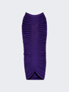 Alaïa Alaia Women's Ultraviolet Ribbed-pattern Ruched Velvet Midi Skirt In Ultraviolet