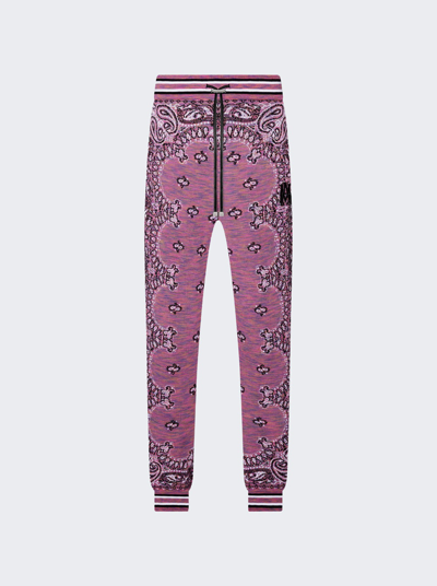 Amiri Embroidered Space-dyed Cotton-jacquard Track Pants In Purple