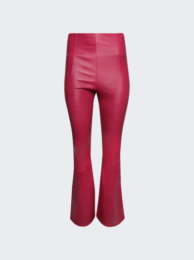 Amiri Flare Leather Leggings Fuchsia Pink