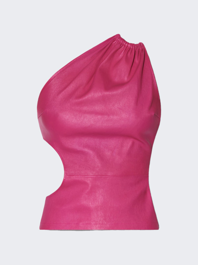 Amiri Asymmetric Cutout Leather One-shoulder Tank Top