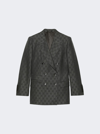Gucci Monogram-pattern Double-breasted Blazer In Brown