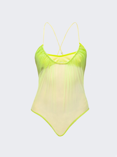 Nensi Dojaka Gathered Cami Bodysuit In Lime