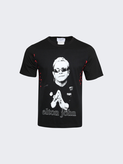 Marine Serre X Elton John Regenerated Moon Panel Graphic T-shirt In Black