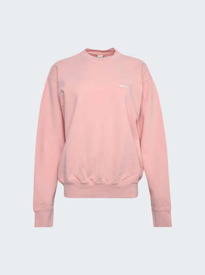 Sporty And Rich Serif Embroidered Crewneck Sweatshirt Rose Pink