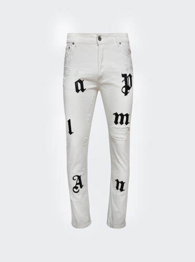 Palm Angels Logo Patch Jeans In White