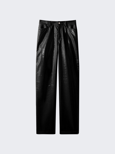 Proenza Schouler White Label Lacquered Canvas Straight Pants Black