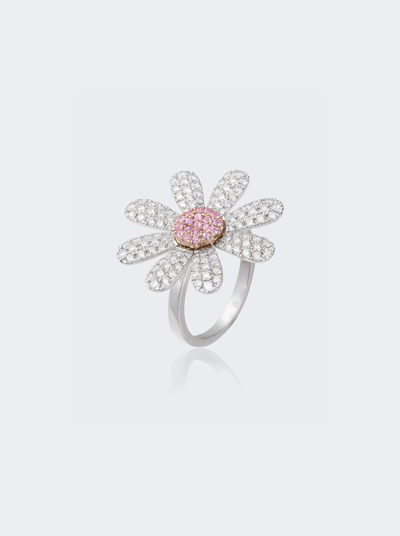 Mio Harutaka Margaret Diamond And Pink Sapphire Ring In 18k White Gold And Rose Gold