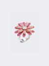 Mio Harutaka Pink Sapphire Daisy Ring In 18k Rose Gold And White Gold