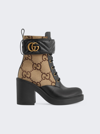 Gucci Beige & Black Gg Marmont Ankle Boots In Black