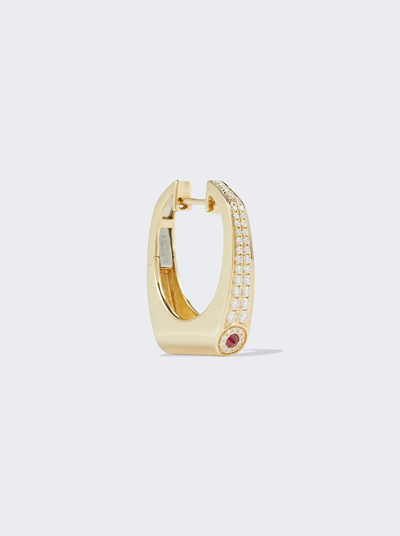 Rainbow K Nano Grace 14kt Gold Earring With Diamonds And Ruby In 14k Yellow Gold, White Diamonds, Single Ruby