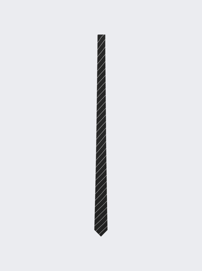 Saint Laurent Fine Striped Narrow Tie In Black
