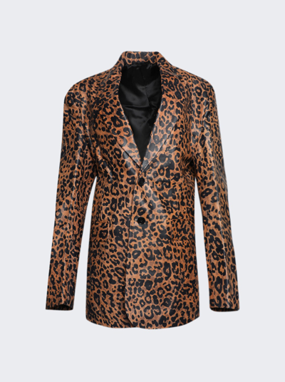 Vetements Boxy Leather Jacket In Leopard