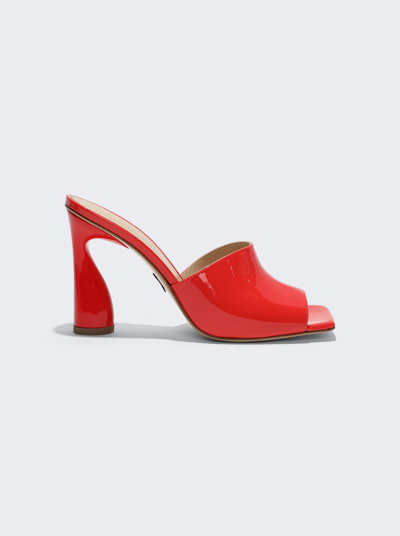 Paul Andrew Arc High Heel Mules In Tomato Red