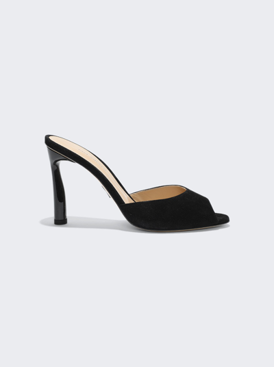 Paul Andrew Peep High Heel Mule Sandals In Black