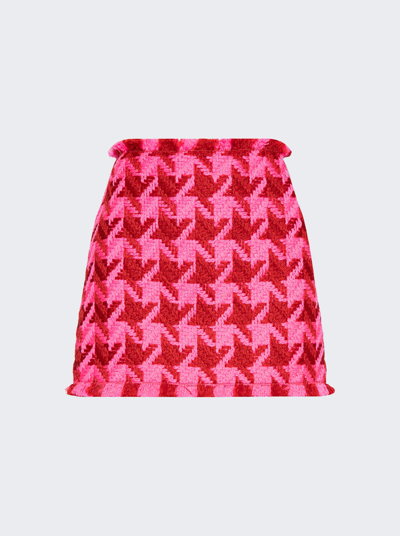 Versace Tweed Pied De Poule Mini Skirt Parade Red And Fuchsia