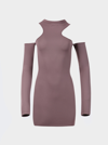 Off-white Asymmetric Logo-embossed Cold-shoulder Midi Dress In Purple