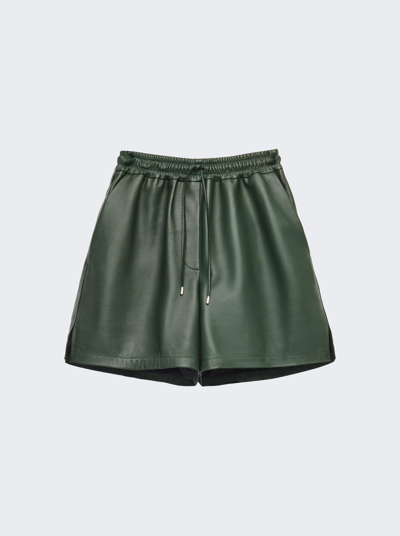 Loewe Elasticated Satin Nappa Shorts In Bottle Green