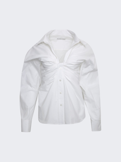 Alexander Wang T Open Twisted Front Placket Shirt In White