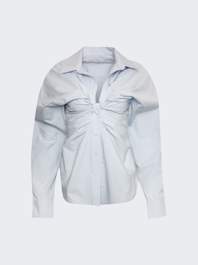 Alexander Wang T Open Twisted Front Placket Shirt In Xenon Blue