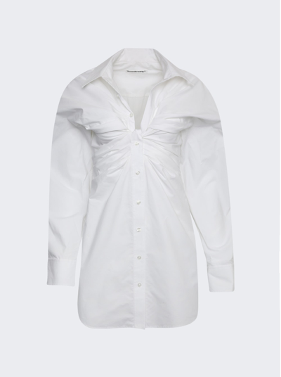 Alexander Wang T T By Alexanderwang Ladies White Twist Front Shirt Dress