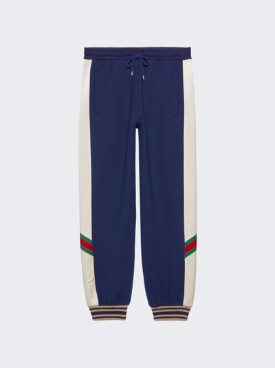 Gucci Striped Drawstring Track Pants In Blue