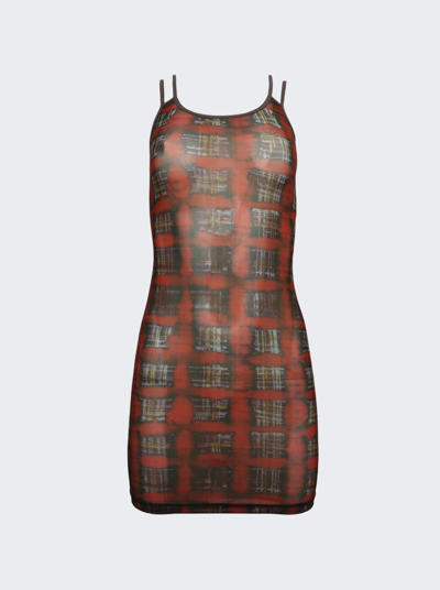 Knwls Multi Strap Sport Dress With Logo Acid Plaid Ginger Red