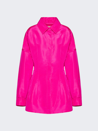 Valentino Silk-moiré Mini Shirt Dress In Pink