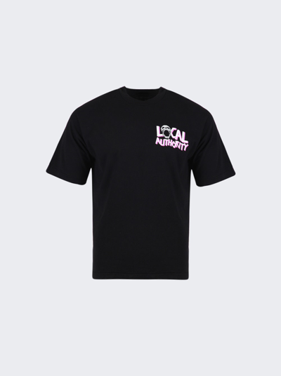 Local Authority Skull Tour Shop Tee In Black And Pink