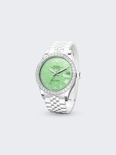 Private Label London Rolex Datejust 41mm In Green Mother Of Pearl Dial