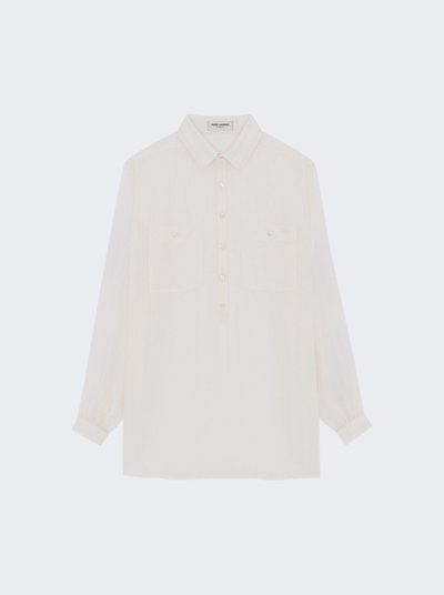 Saint Laurent Long Sleeve Tunic Shirt In White