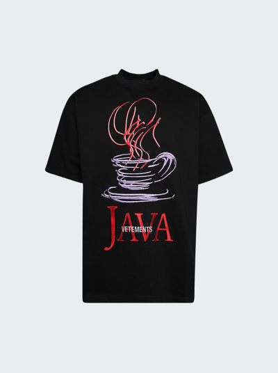 Vetements Java Logo-embroidered T-shirt In Black