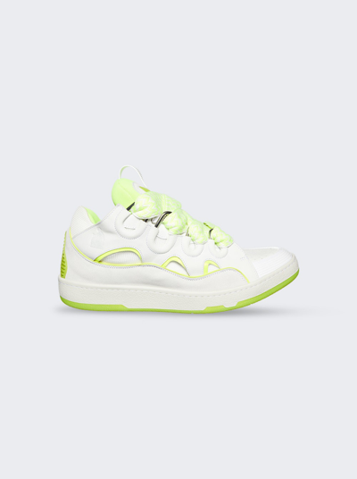 Lanvin Leather Curb Sneakers In Blanco