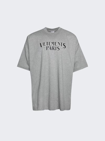 Vetements Paris Logo T-shirt In Grey Melange