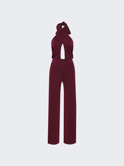 Johanna Ortiz Submerged Fluid Crossed Jumpsuit In Red