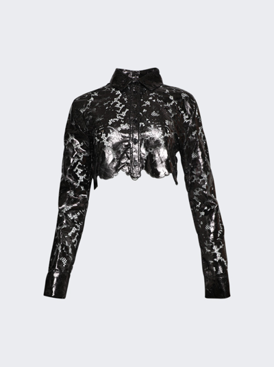 Coperni Lace Cropped Shirt In Black